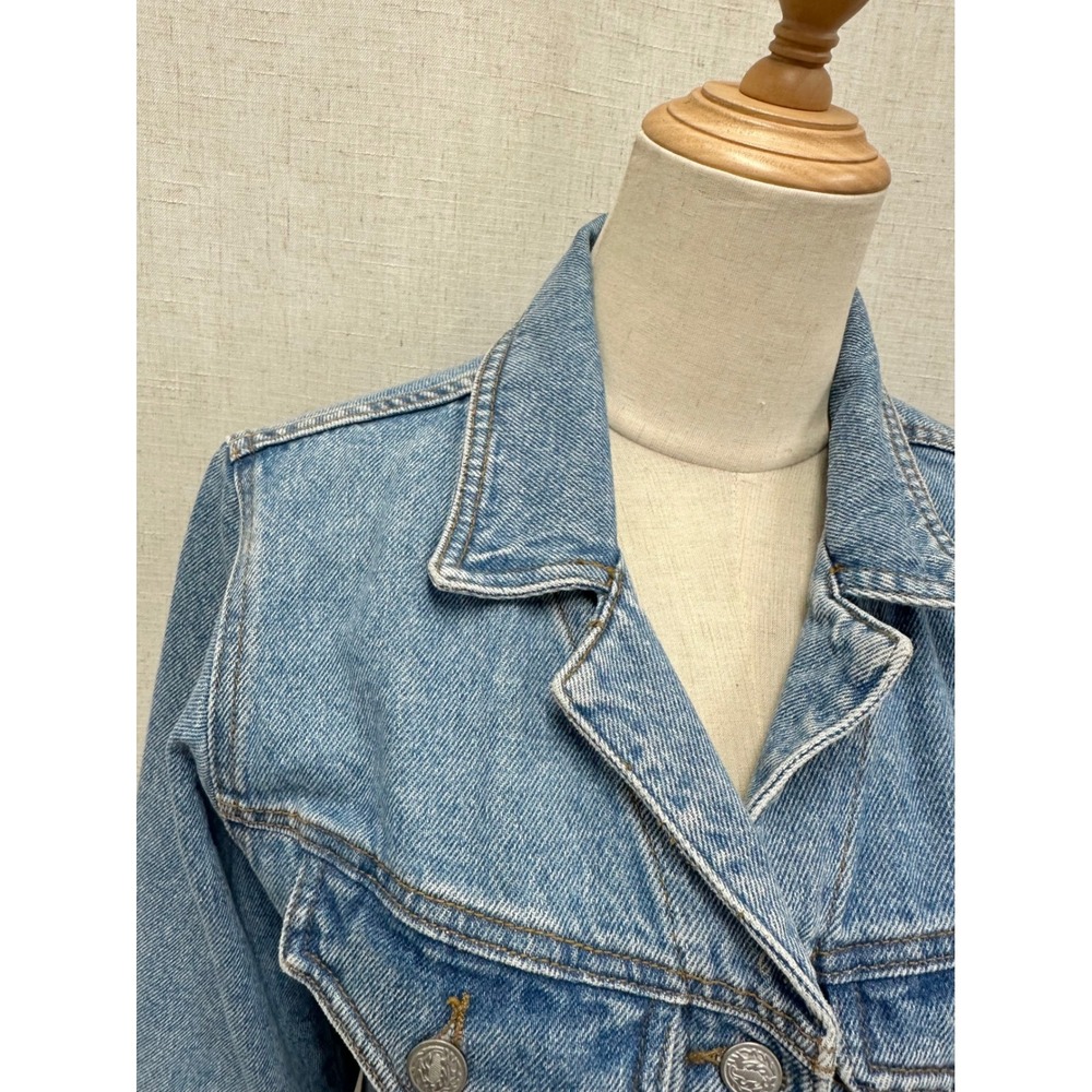 Moda International 90s Vintage  Cotton Blue Denim Shirt Jacket Small Tailored‎ - Picture 8 of 16